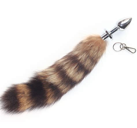 Real Fox Fur Tail Stainless Steel Anal Plug Set